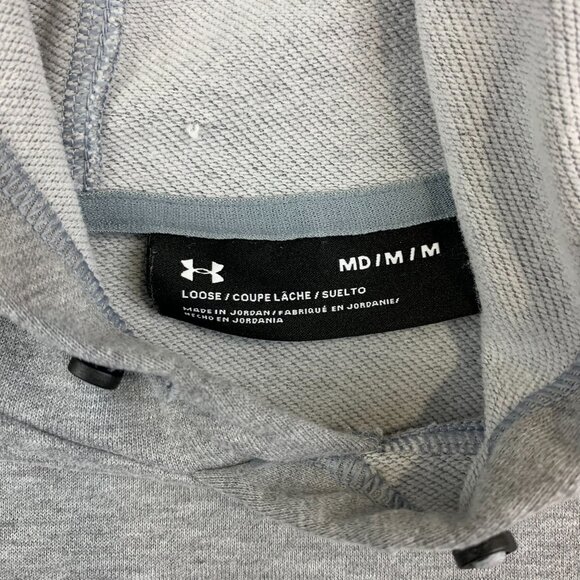 Under Armour Mens Sweater Medium Gray Hoodie Long Sleeve Canada Flag Big Logo - Picture 5 of 9